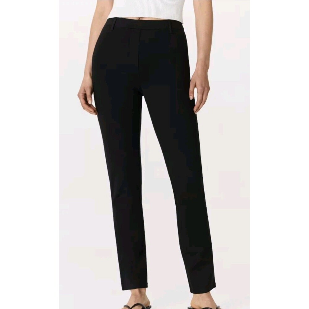 Quince Ultra-Stretch Ponte Straight Leg Pants Black Petite XS Extra Small 3110